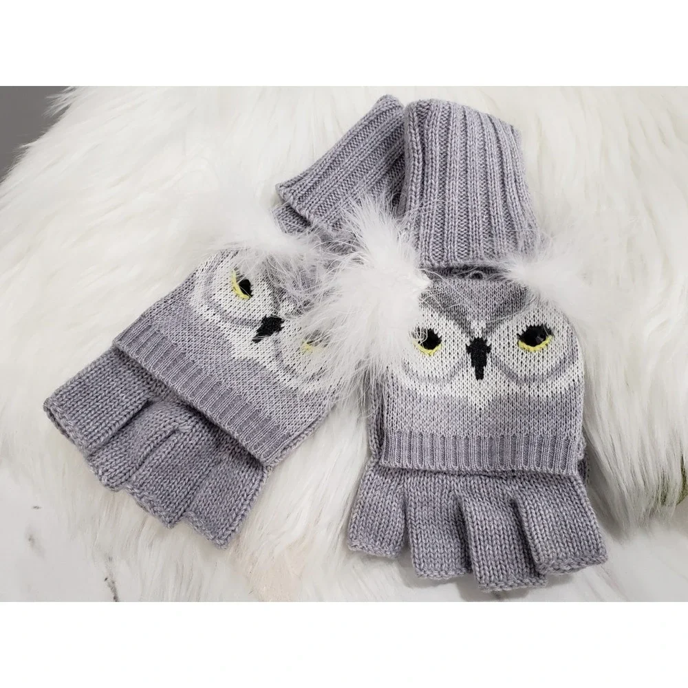 MISSING A‎ BUTTON!!! NEVER WORN - KATE SPADE NEW YORK WHIMSICAL OWL MITTENS